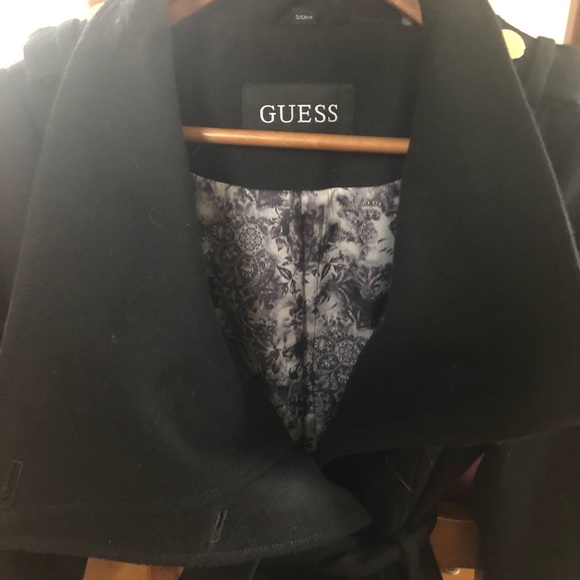 Melton Wool Stand Envelope Collar Long Sleeve Tie Waist Coat - Picture 3 of 4